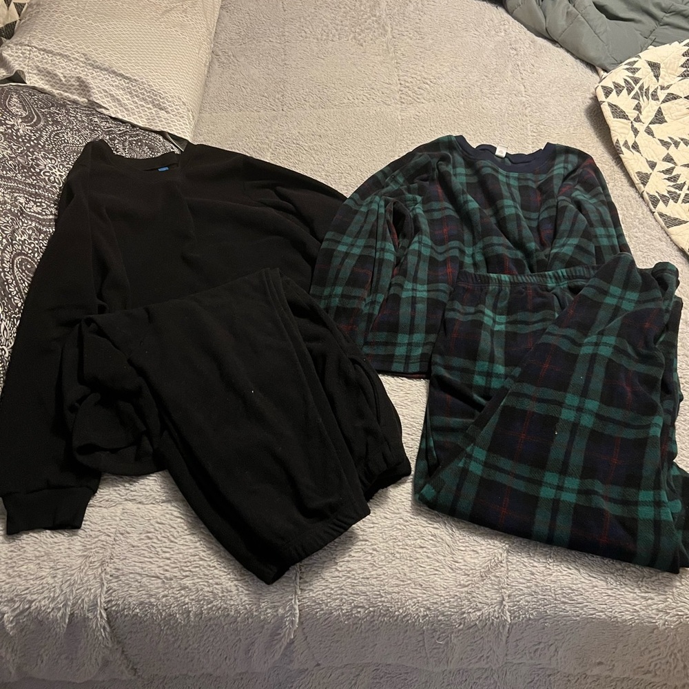 Two pair of fleece lounging sets